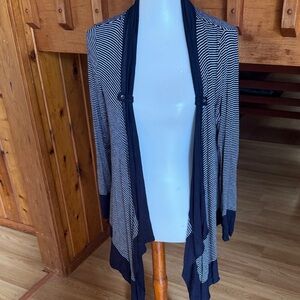 FYLO Navy and White Striped Cardigan
